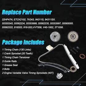 Auceramic Ch0102-tkv 22hp47n Etck2102 Tk343 Timing Chain Kit With Sprocket Gears Fit