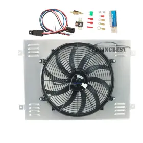 Coolingsun-1318 Coolingbest Aluminum Radiator Shroud Fan Replacement For 1979-1993 Dodge Cb300 D100 D150