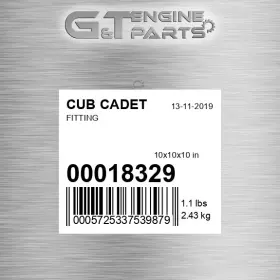00018329 Cub Cadet Replacement Fitting Fits Surplus Open Box