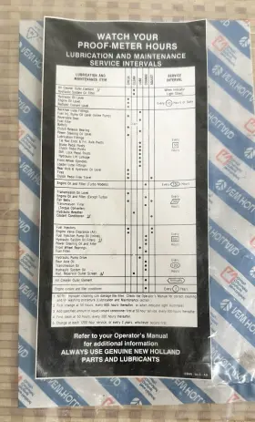 E9nn6813ad Ford New Holland Tractor Maintenance Decal E9nn6813ad Ford New Holland Tractor Maintenance Decal