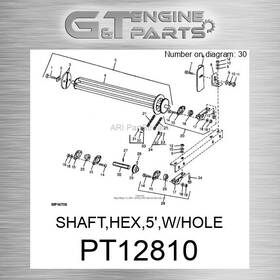 John Deere Replacement Pt12810 Shaft Hex 5ft W/hole Fits Surplus Open Box