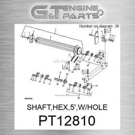 Pt12810 John Deere Replacement Shaft Hex 5ft W/hole Fits Surplus Open Box