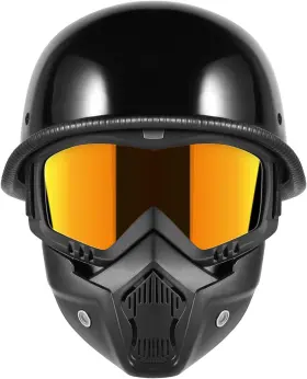 Trusterthee 769984425772 Motorcycle Half Helmets With Face Shield German Style New