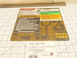 Mtd Cub 777S32531 Frame Cover Label Series 1000 Old Stock May Need Xtra Adhesive Open. Price: $35.99.