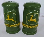 John Deere Ceramic Sat/pepper Shaker Green/yellow Color Silo Barn Shape. SKU7 Used. Price: $12.50.