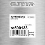 RE500133 Fltr Head Fits John Deere (surplus Open Box) New. Price: $189.96.