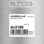 4N-3180 Starting Motor Fits Caterpillar (new Aftermarket). Price: $1075.43.