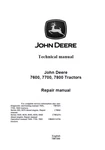 John Deere 7600 7700 7800 Tractor Repair Technical Manual Service TM1500 Like. Price: $199.99.