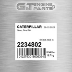 2234802 Gear, Final Dri Fits Caterpillar (new Aftermarket). Price: $133.86.