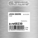 A-RE68230 Pump Fits John Deere (new Aftermarket Open Box). Price: $344.06.