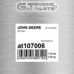 AT107006 Filter Fits John Deere (surplus Open Box) New. Price: $78.12.