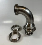 John Perry Fittings 2" Sanitary 90 Elbow With Check Valve Union Hex Nuts - Nos New. Price: $145.10.