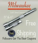 New Milwaukee 3/8" Drive Socket Wrench 3" & 6" Extension Set. Price: $17.99.