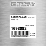 1698092 Rubber Pad Fits Caterpillar (new Aftermarket). Price: $176.64.