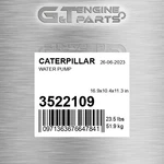 3522109 Water Pump Fits Caterpillar (new Aftermarket). Price: $176.90.