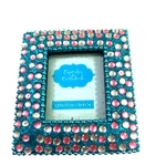 Vtg Cupcakes & Cartwheels Micro Picture Frame Blue Pink Crystals 1.25X1.5 Photo Used. Price: $10.99.