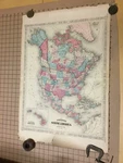 Vintage Hand Colored Johnson's Map: 1867 North America -- 18X27" Edge Wear Unspecified. Price: $171.10.