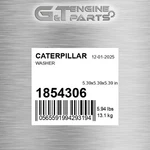 185-4306 Washer Fits Caterpillar (new Aftermarket). Price: $252.24.