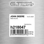 H218047 Skid Plate Fits John Deere (surplus Open Box) New. Price: $177.62.