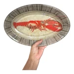 Vintage John Derian Decoupage Lobster Oval Glass Plate Tray - Faux Wood Rim 14 Used. Price: $180.40.