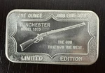 Winchester Model 1873 Lever Action Rifle Oz. .999 Silver Belford Mint Art Bar. Price: $150.00.