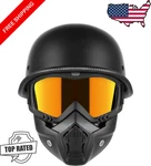 Trusterthee Motorcycle Half Helmets With Face Shield, German Large, Black New. Price: $64.99.