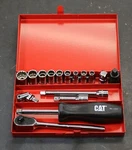 Caterpillar 213-4443 1/4" Drive Ratchet & Socket Set W/ Extensions Adapters New. Price: $210.00.
