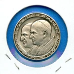 Pope John Xxii Paul Vi High Relief 1/8" Silvered Bronze Medallion Token. Price: $38.95.