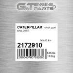 217-2910 Ball Joint Fits Caterpillar (new Aftermarket). Price: $222.62.